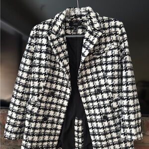 Black and White Houndstooth Winter Blazer